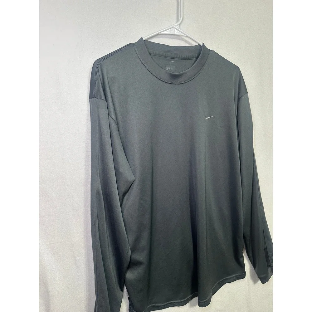 Nike Golf Mens Long Sleeve Mock Neck Performance Shirt‎ Grey Large L Activewear